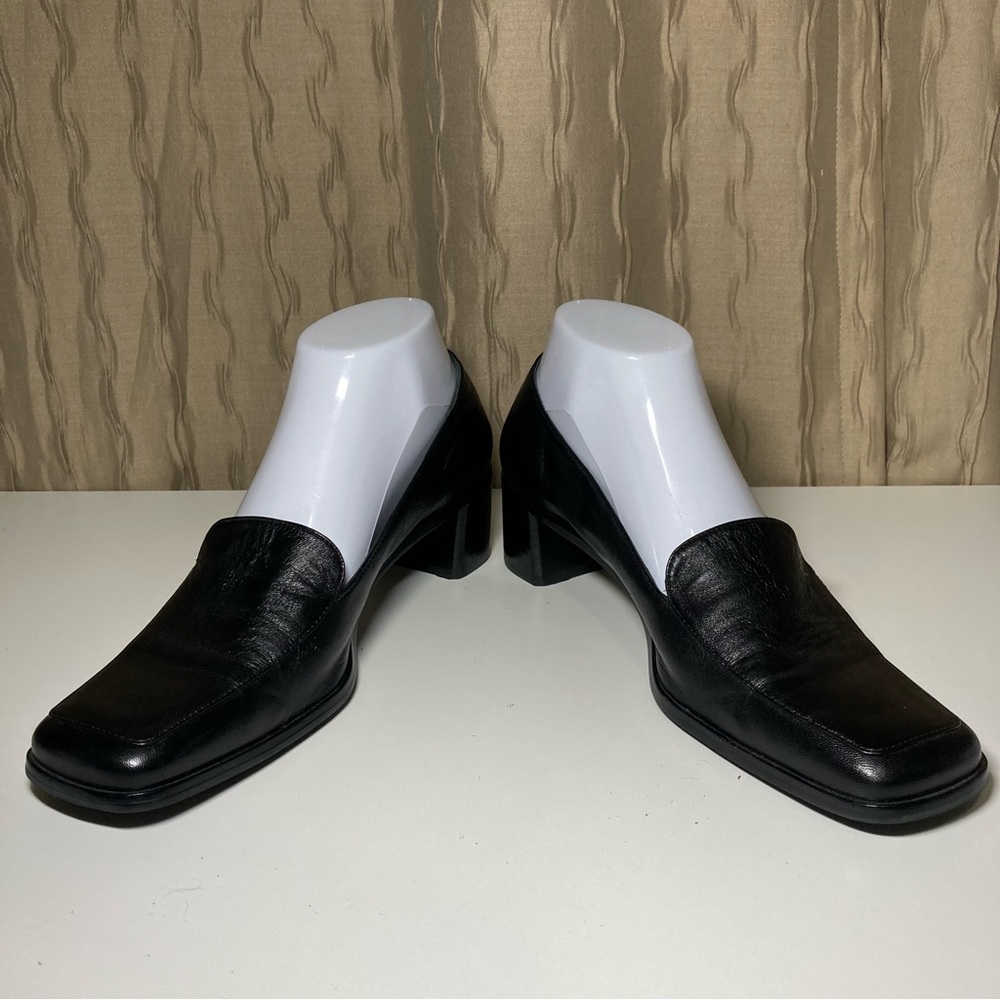 Etienne Aigner Women's 8 'Status' Style Black Leather Loafer Heels Shoes Pumps